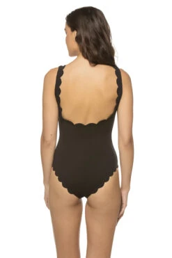Marysia Palm Springs One Piece Wide Strap Tank -Shoreline Trendy S0043 One Piece Swimsuit Black Indigo Back1