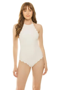 Marysia Mott Scalloped High Neck One Piece Swimsuit