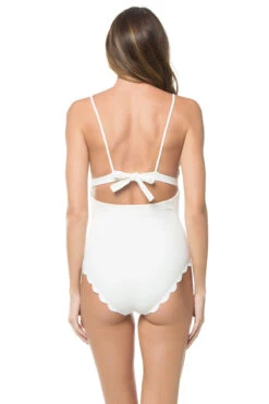Marysia Santa Clara Scallop Over The Shoulder One Piece Swimsuit -Shoreline Trendy S0073 One Piece Swimsuit Coconut Back