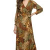 Kate Wrap Maxi Dress -Shoreline Trendy S127 KATE N Apparel Dress Jungle Print Moss Green Front