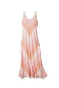 Chevron Maxi Dress -Shoreline Trendy S23K 230601 Apparel Dress Pink Peach Laydown