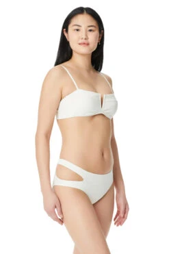 Sanctuary V-Wire Rib Bandeau Bikini Top -Shoreline Trendy SARR22120 Bikini Top Coconut Milk Side