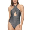 Celine High Neck Halter One Piece Swimsuit 1 Celine High Neck Halter One Piece Swimsuit -Shoreline Trendy SBD 587P One Piece Swimsuit Starboard Front