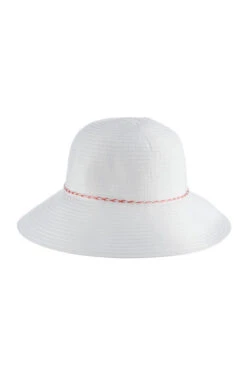 Scala Ribbon Cord Bucket Hat -Shoreline Trendy SCA WHITE WH Hats Front 102100