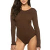 Scarlett Long Sleeve One Piece Swimsuit 1 Scarlett Long Sleeve One Piece Swimsuit -Shoreline Trendy SCARLETT SWIM One Piece Swimsuit Metallic Chocolate Front