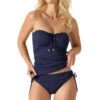 Tommy Bahama Cable Beach Tie Front Tankini Top -Shoreline Trendy SS100358 Tankini Top Mare Navy Front