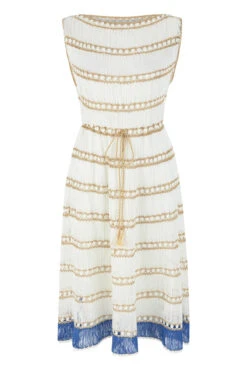 Crochet Midi Dress -Shoreline Trendy SS23CD06 Apparel Dress Snow White Laydown