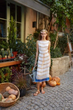 Crochet Midi Dress -Shoreline Trendy SS23CD06 Apparel Dress Snow White Lifestyle