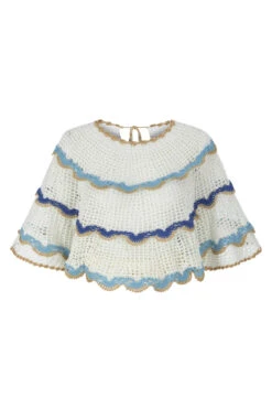 Crochet Crop Top -Shoreline Trendy SS23CT16 Apparel Top Malibu Blue Laydown
