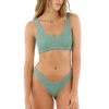 Textured Wave Jazz Top -Shoreline Trendy T75186 Bikini Top Grounding Green Front