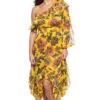 Vola Asymmetrical Midi Dress -Shoreline Trendy TADL8063 Apparel Dress Canary Mix Front