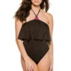 Flutter Halter One Piece Swimsuit -Shoreline Trendy TRI BLACK BL One20Pieces Front 101533
