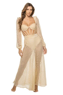 Monstera Maxi Beach Dress 8 Monstera Maxi Beach Dress -Shoreline Trendy VEL23500US Apparel Dress Sand Front2