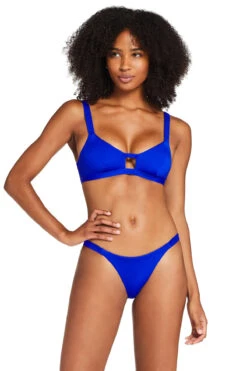 Lennon Bralette Bikini Top -Shoreline Trendy VIT BLUE SARBL Tops Front 100060