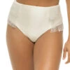 Vivienne High Waist Bikini Bottom -Shoreline Trendy VIVIENNE BTM Bikini Bottom Off White Satin Front