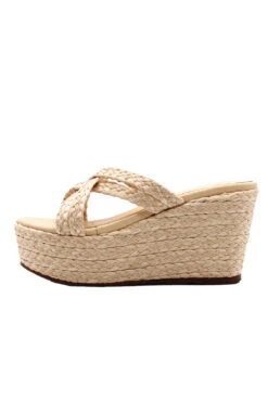 Guadalupe Raffia Wedge -Shoreline Trendy W00057R Shoe Natural Side