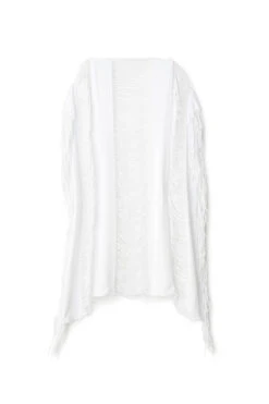 Fringe High Neck Tunic -Shoreline Trendy WAT 427T Apparel Dress White Laydown