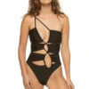 Waverly Asymmetrical One Piece Swimsuit -Shoreline Trendy WAVERLY FULL PIECE One Piece Swimsuit Black Front