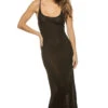 Linen Sweater Maxi Dress -Shoreline Trendy WC07 02 Apparel Dress Black Front