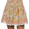 Galia Smocked Mini Skirt -Shoreline Trendy WGLS23U7AQO Apparel Bottom Orange Aquarelle Front