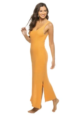 Brayden Knit Midi Dress -Shoreline Trendy ZD231203 Apparel Dress Papaya Side