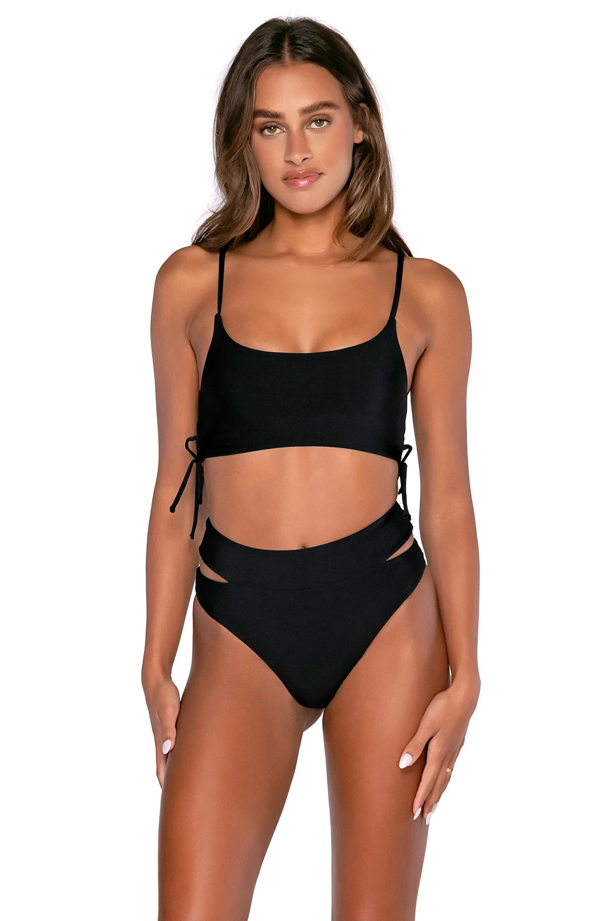 Shoreline Trendy -Shoreline Trendy U607TBLAOU Bikini Top Black Out Front